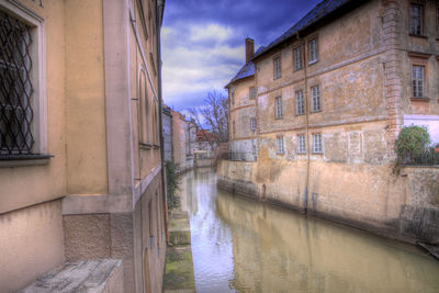 River amidst buildings against sky