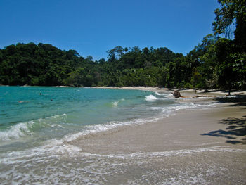 Scenic view of sea against clear sky