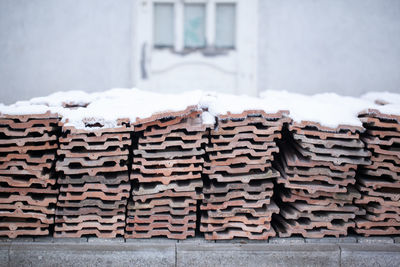 Stack of firewood on roof