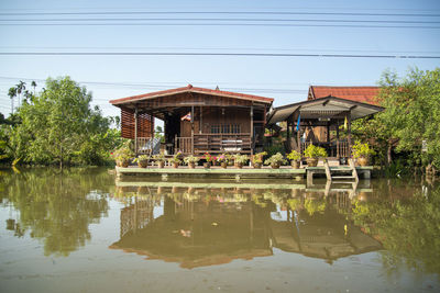 Reflection of built structure in lake