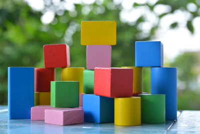 Close-up of toys on table