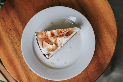 High angle view of breakfast in plate on table