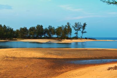 Scenic view of beach against sky