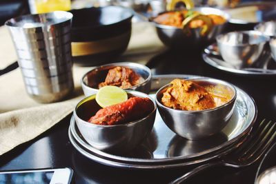 Close-up of food in plate on table