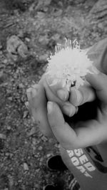 Close-up of man holding hands