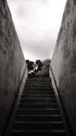 Low angle view of staircase against sky