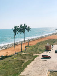 Scenic view of sea against clear sky