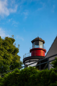 Low angle view of lighthouse against sky