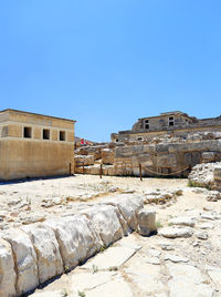 View of castle against clear blue sky