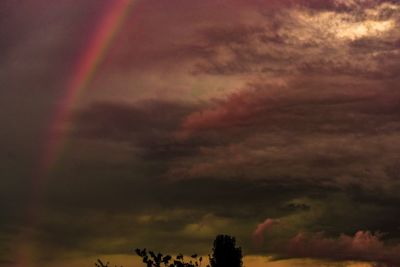 Scenic view of rainbow against cloudy sky