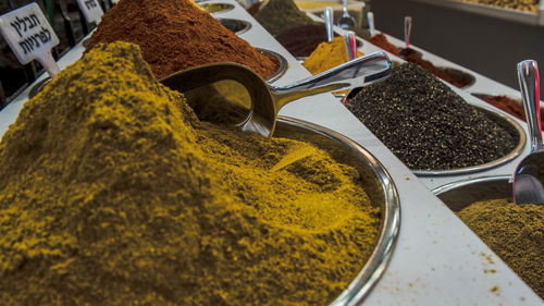 Close-up of spices in market
