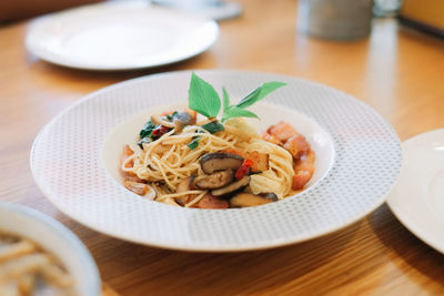 Close-up of meal served in plate