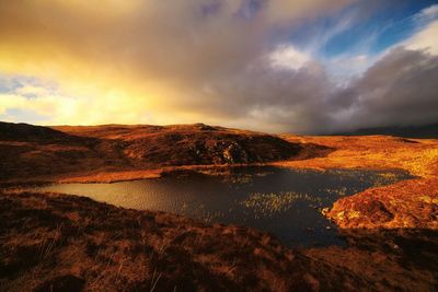 Scenic view of landscape against cloudy sky