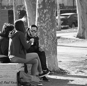 Woman sitting on bench