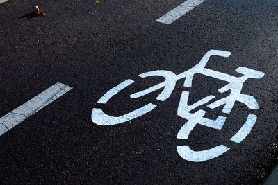 High angle view of road marking