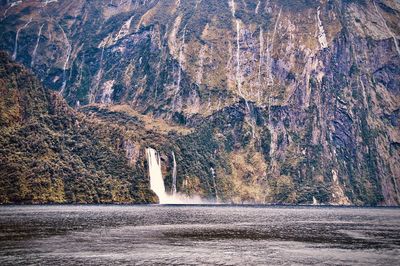 Scenic view of waterfall