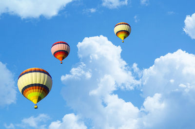 Low angle view of hot air balloon against sky