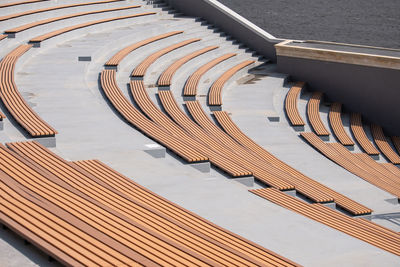 Amphitheater, benches for sitting, a place for citizens, the absence of people, the design
