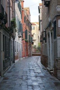 Narrow alley amidst residential buildings