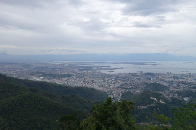 High angle view of cityscape against sky