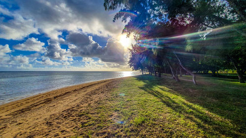 Scenic view of beach against sky
