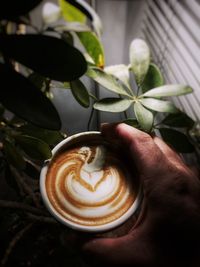 High angle view of coffee cup