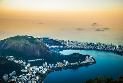 Scenic view of sea against sky at sunset