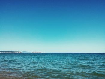 Scenic view of sea against clear sky