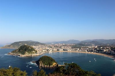 High angle view of city at waterfront