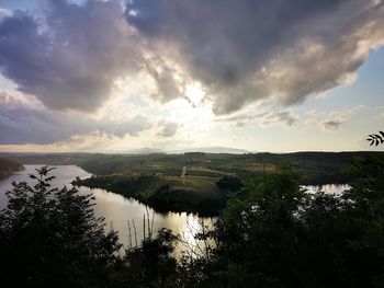 Scenic view of lake against sky