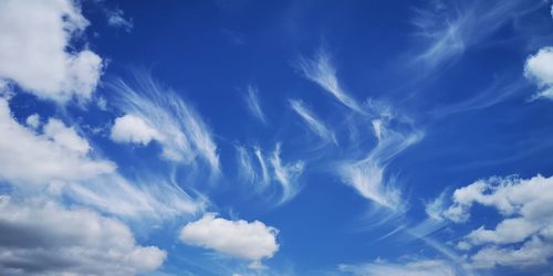 Low angle view of clouds in blue sky