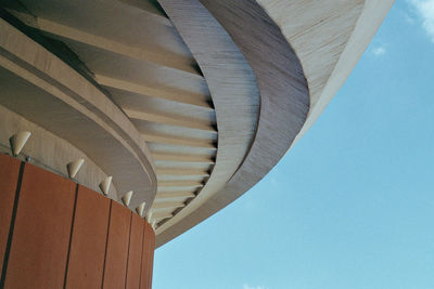 Low angle view of building against clear blue sky