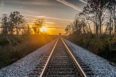 Railroad track at sunset