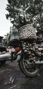 Man cycling in car