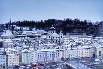 High angle view of city street