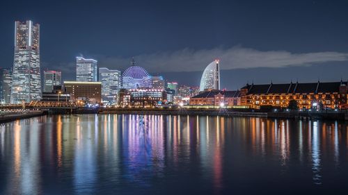 Illuminated city at night