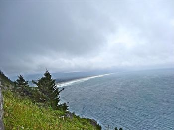 Scenic view of sea against cloudy sky