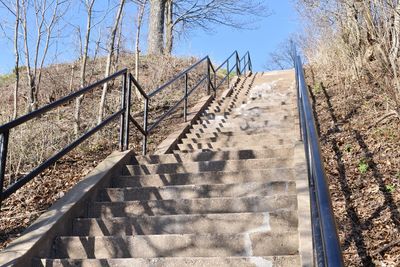 Low angle view of staircase against sky