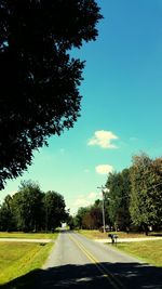 Empty road along trees