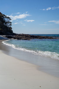 Scenic view of beach against sky