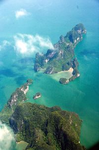 Scenic view of sea against blue sky