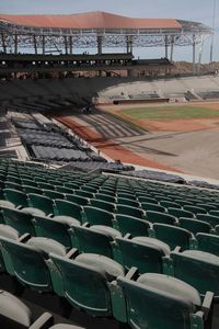 Empty chairs in stadium