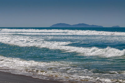 Scenic view of sea against clear sky