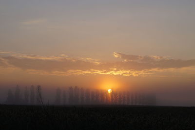 Scenic view of field against sky during sunset