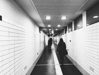 View of illuminated underground walkway