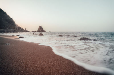 Scenic view of sea against clear sky