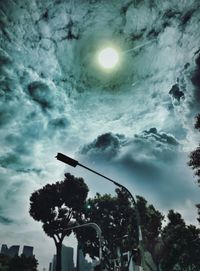 Low angle view of street light against sky