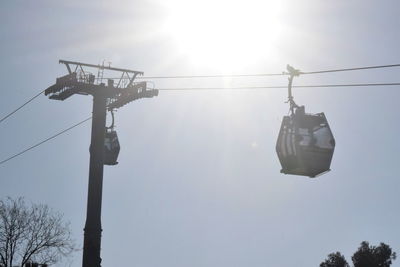 Low angle view of ski lift against sky