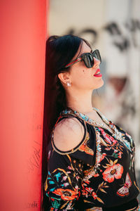 Portrait of woman wearing sunglasses