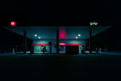 Illuminated street lights at night